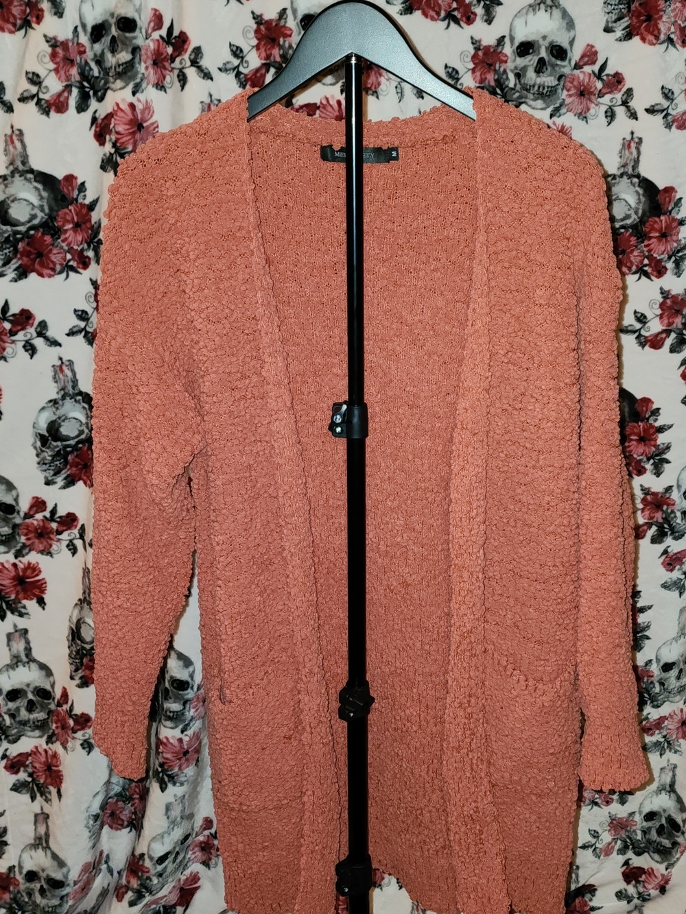 Ultra Soft Cozy Open-Front Bouclé Cardigan Sweater - Rust Coral